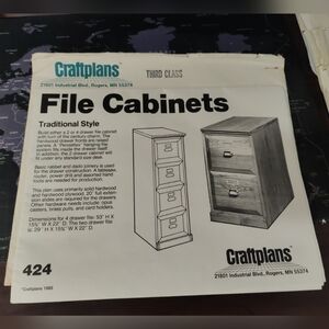 Craftplans 1985 No. 424 File Cabinets, 2 or 4 Drawers, Pendaflex Hanging File